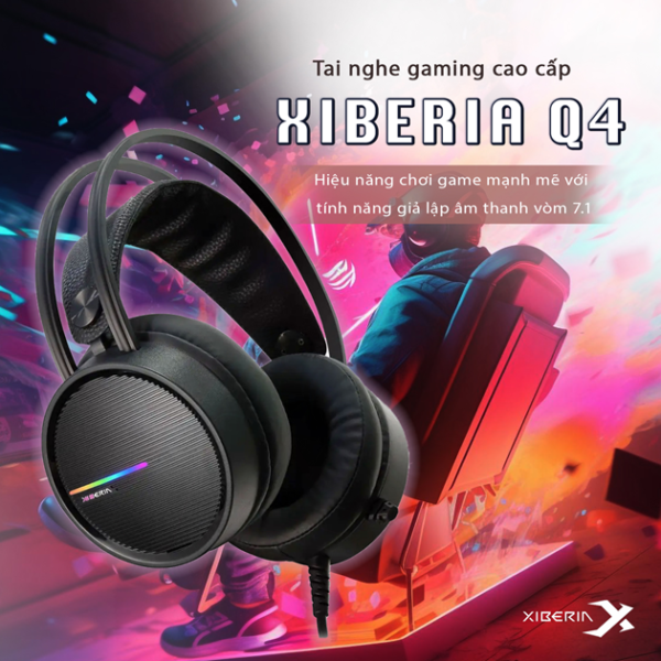 Tai nghe XIBERIA Q4 Virtual 7.1 RGB Lighting BLACK ICAFE GAMING