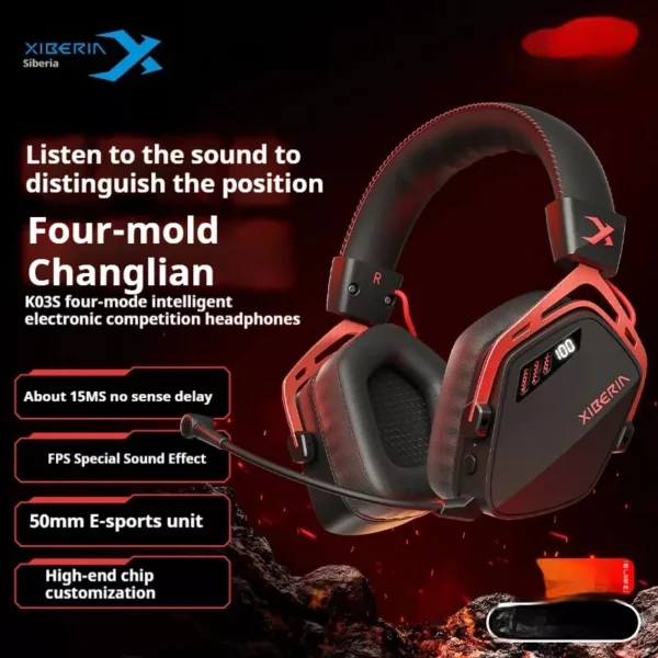 Tai nghe gaming XIBERIA K03S Wireless Four Mode Connection Ai Noise Cancelling - Hình ảnh 4