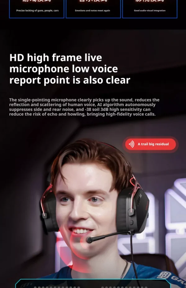 Tai nghe gaming XIBERIA K03S Wireless Four Mode Connection Ai Noise Cancelling - Hình ảnh 10